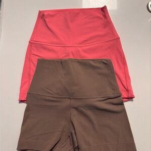 Lululemon Athletica Align Size 2 High Waist Shorts Pink and Brown 4” Inseam